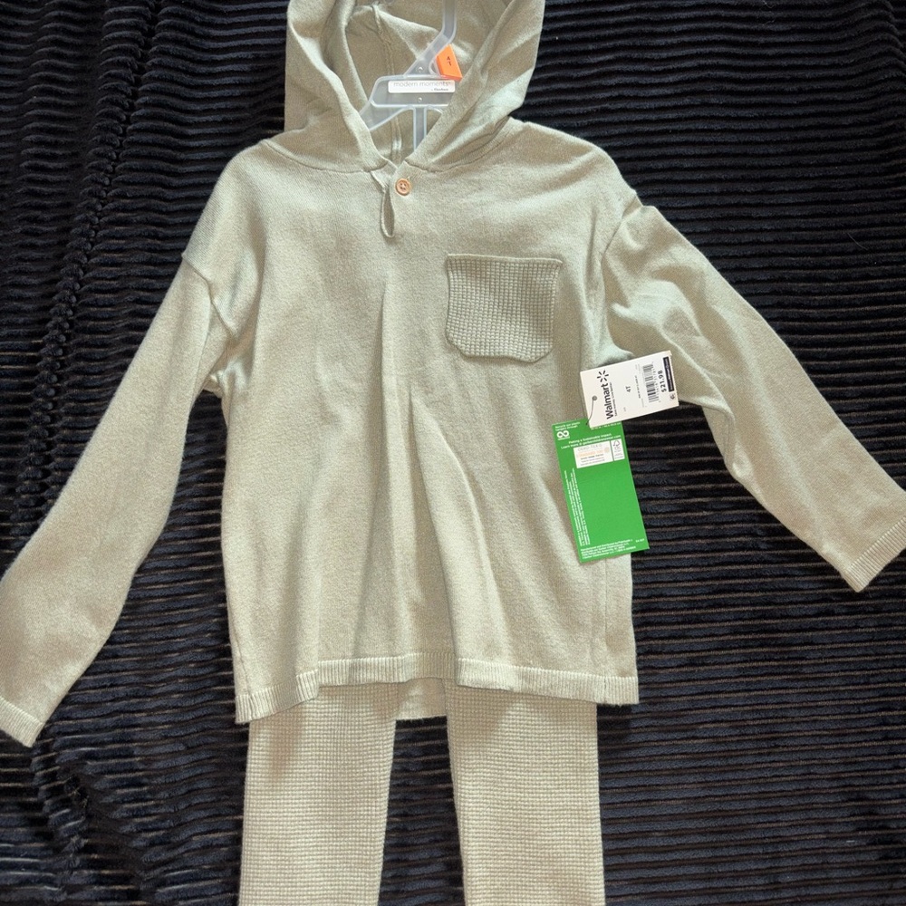 Kids Cream Hooded Matching Set